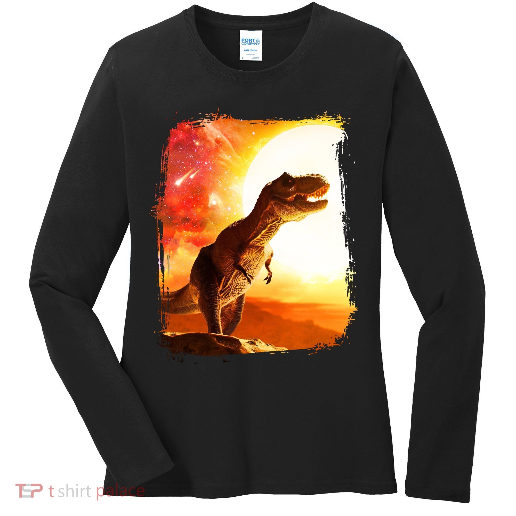 Desert Sun Galaxy Trex Dinosaur Women's Long Sleeve Shirt