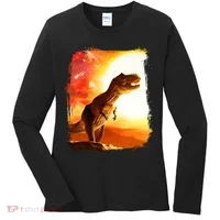 Desert Sun Galaxy Trex Dinosaur Women's Long Sleeve Shirt thumb 0