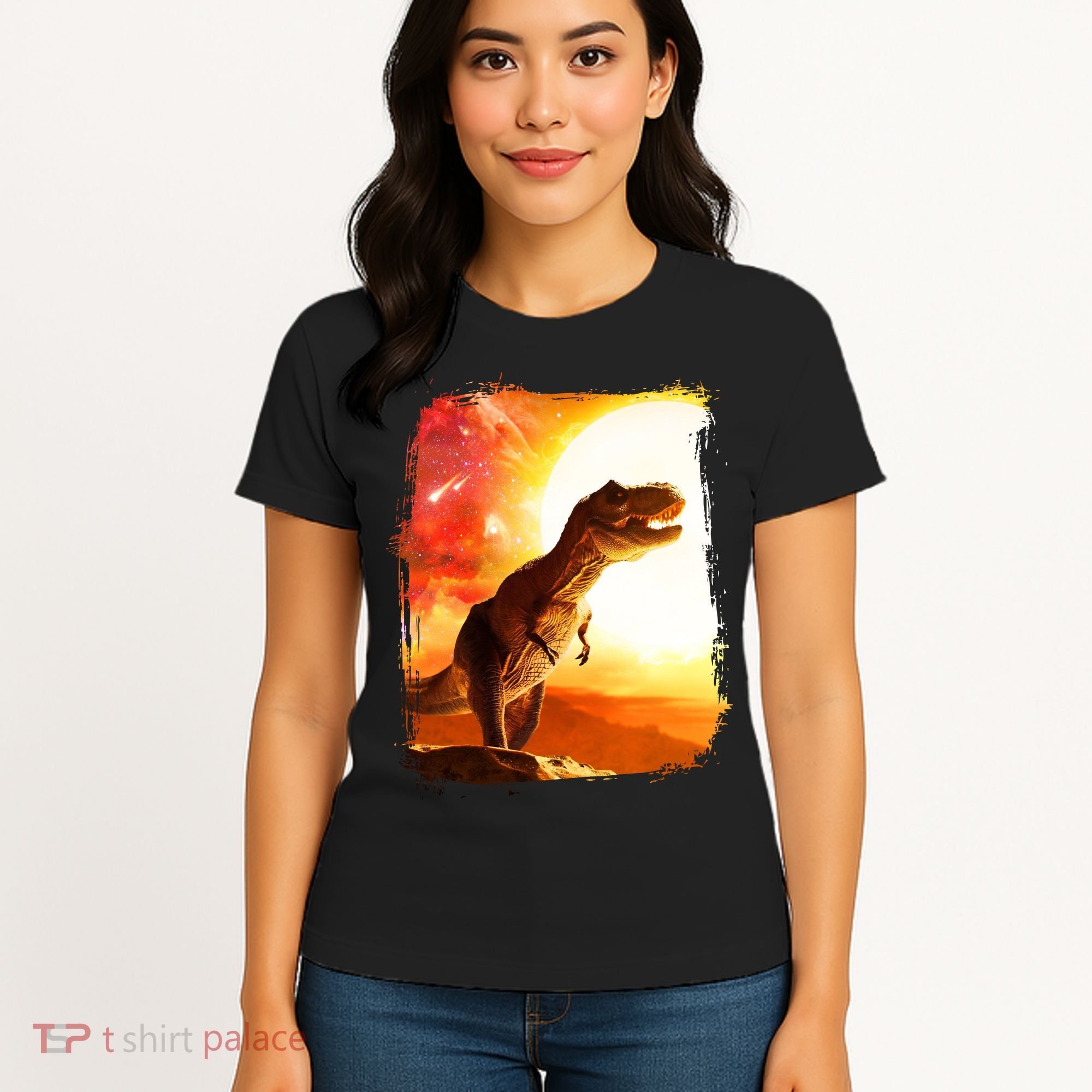 Desert Sun Galaxy Trex Dinosaur Women's T-Shirt