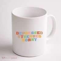 Depressed Stressed Horny Coffee Mug thumb 1