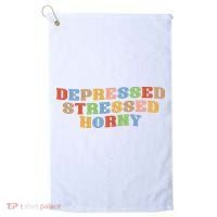 Depressed Stressed Horny Golf Towel thumb 0
