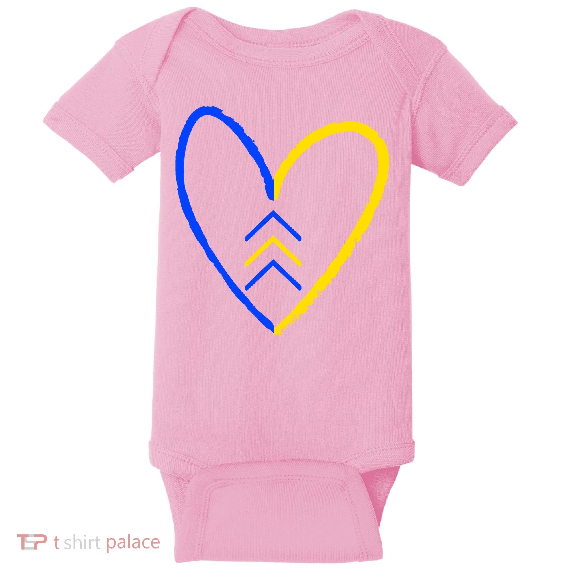 Down Syndrome Heart Arrow Baby Bodysuit