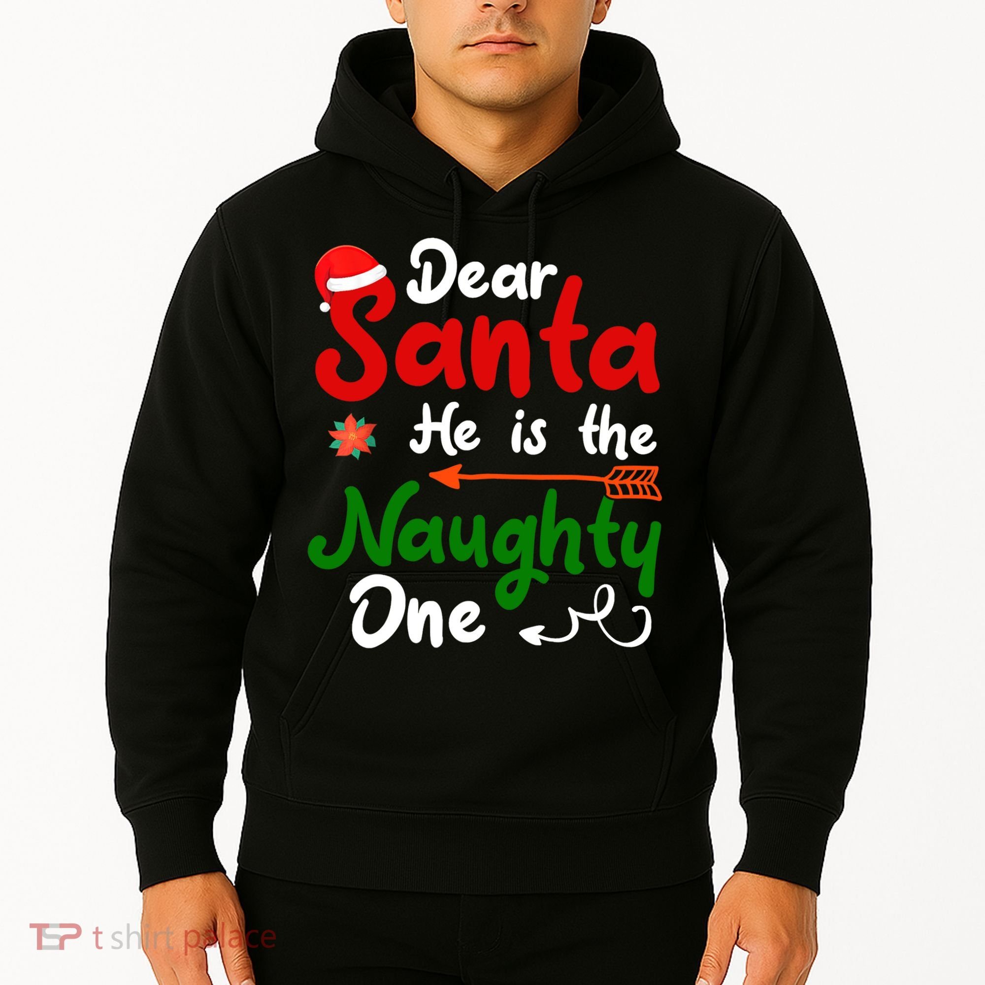 Dear Santa He Is The Naughty One Matching Couples Christmas Hoodie
