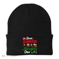 Dear Santa He Is The Naughty One Matching Couples Christmas Beanie thumb 0