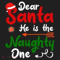 Dear Santa He Is The Naughty One Matching Couples Christmas Beanie thumb 2