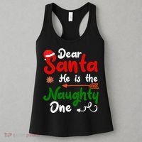 Dear Santa He Is The Naughty One Matching Couples Christmas Women's Tank Top thumb 3