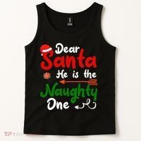 Dear Santa He Is The Naughty One Matching Couples Christmas Tank Top thumb 2