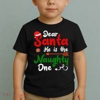 Dear Santa He Is The Naughty One Matching Couples Christmas Toddler T-Shirt thumb 2