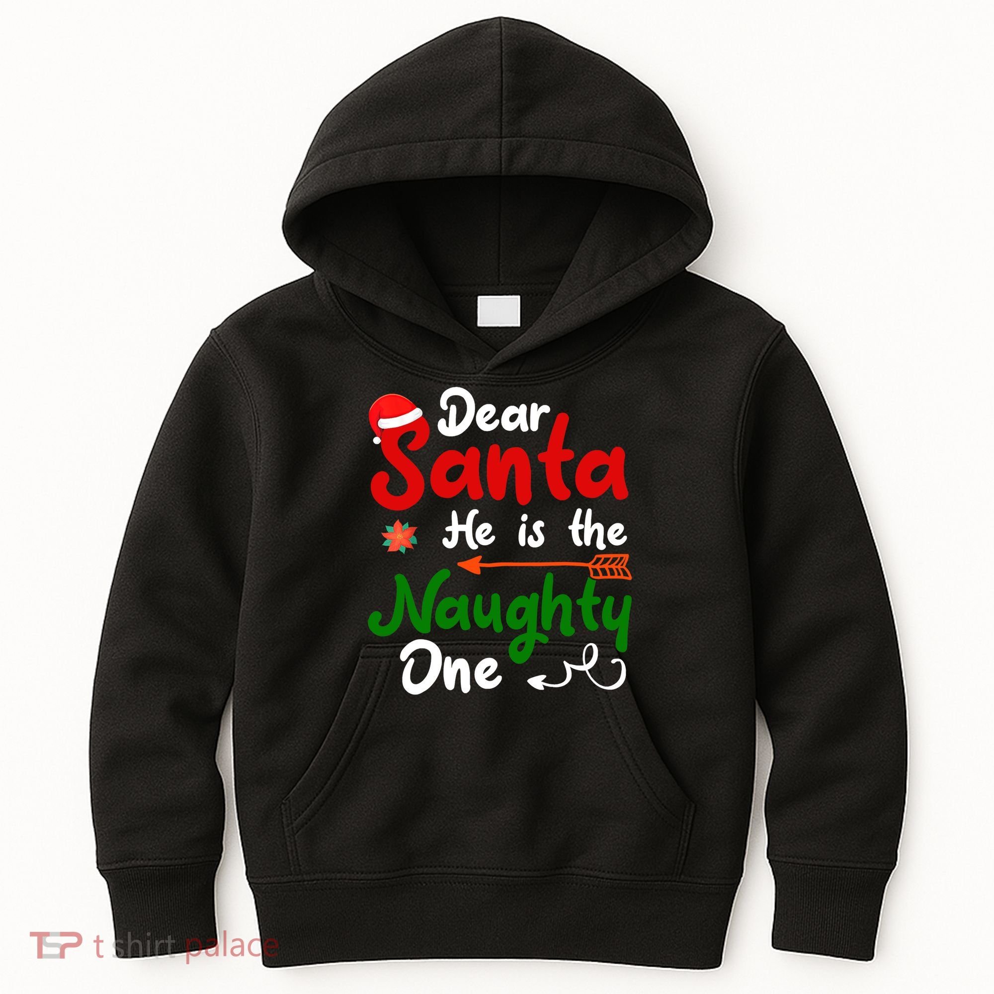 Dear Santa He Is The Naughty One Matching Couples Christmas Kids Hoodie