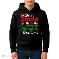 Dear Santa He Is The Naughty One Matching Couples Christmas Kids Hoodie thumb 4
