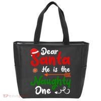 Dear Santa He Is The Naughty One Matching Couples Christmas Tote Bag thumb 0