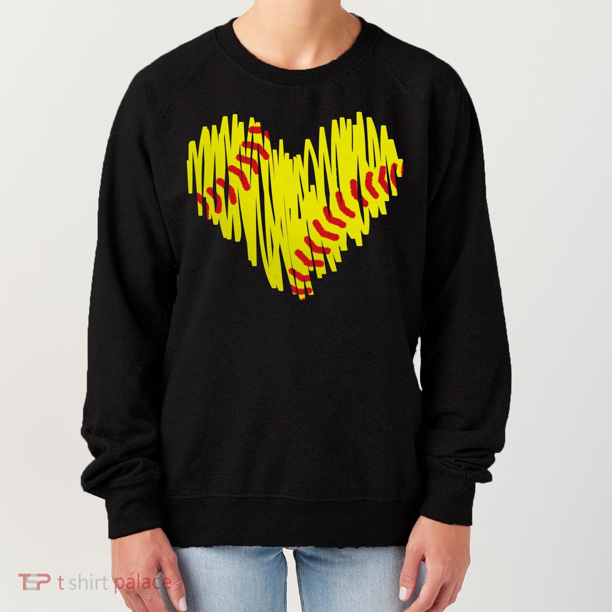 Distressed Softball Heart Women's Sweatshirt