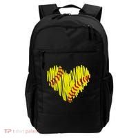 Distressed Softball Heart Backpack thumb 0