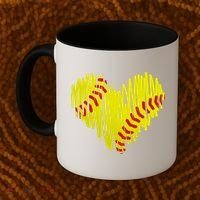 Distressed Softball Heart Coffee Mug thumb 2