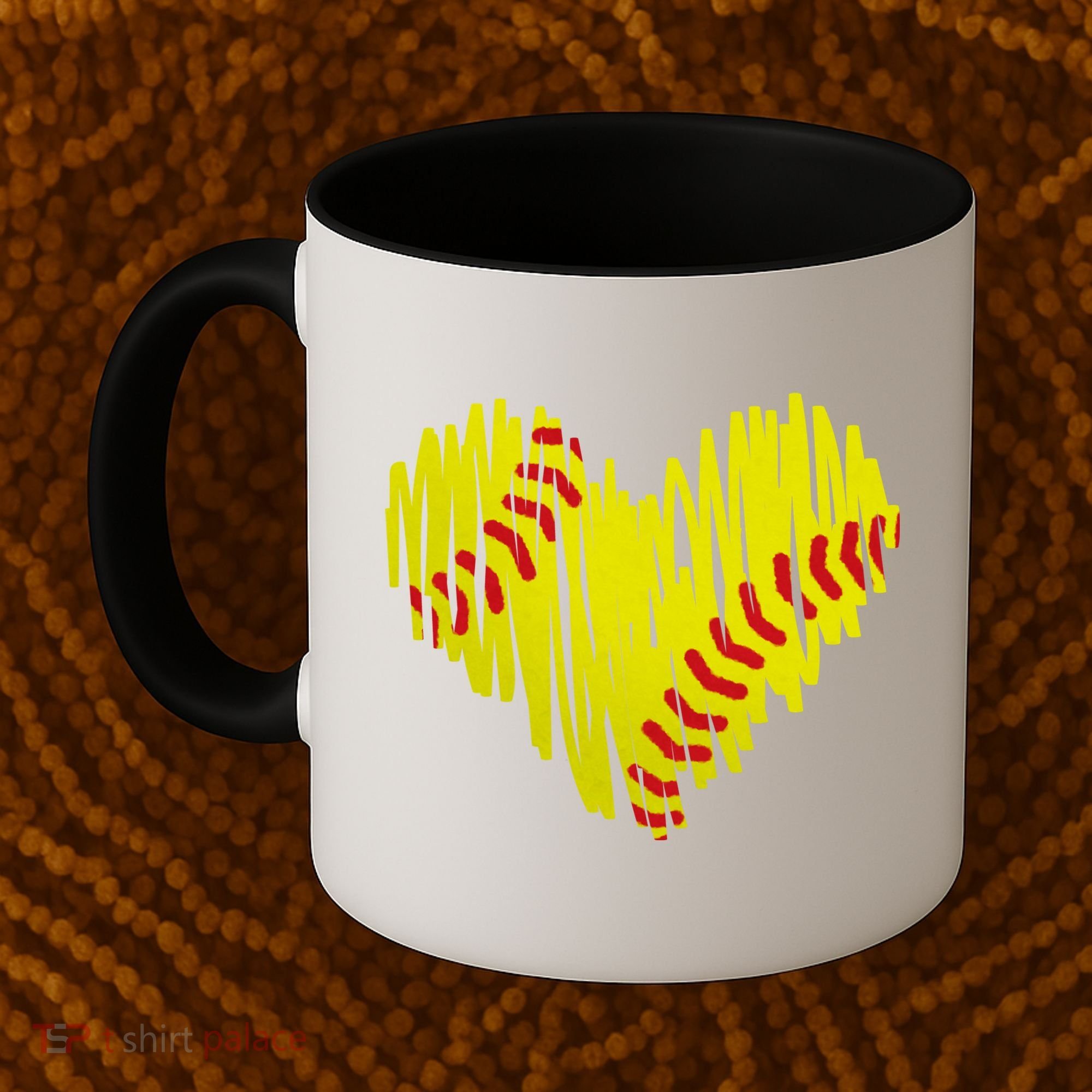Distressed Softball Heart Coffee Mug