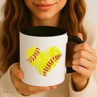 Distressed Softball Heart Coffee Mug thumb 3