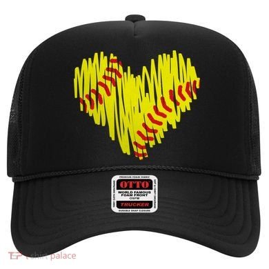 Distressed Softball Heart Hat