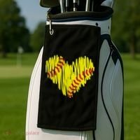Distressed Softball Heart Golf Towel thumb 2