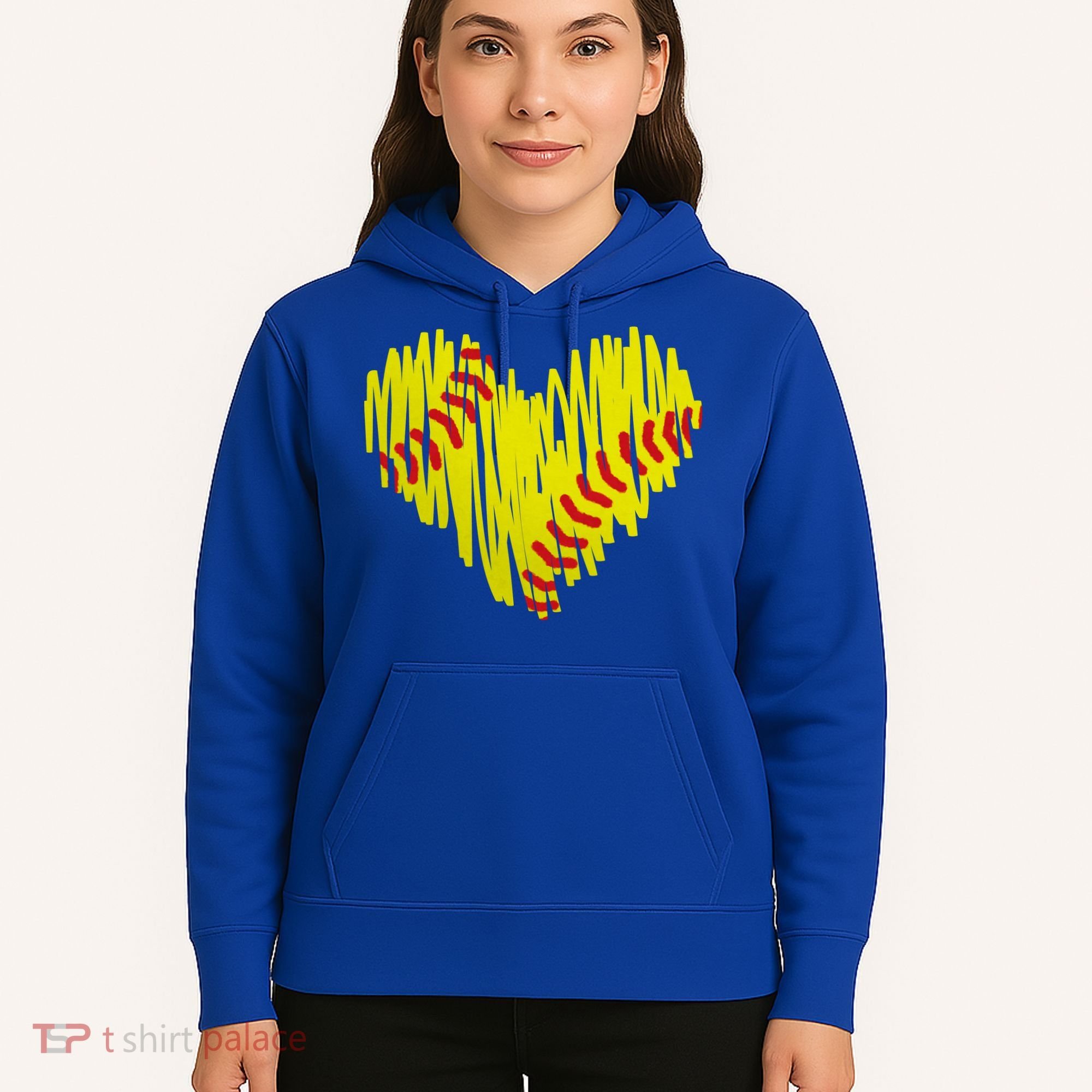 Distressed Softball Heart Hoodie