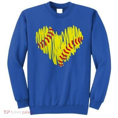 Distressed Softball Heart Sweatshirt