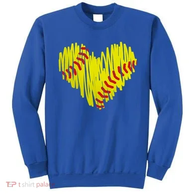 Distressed Softball Heart Sweatshirt