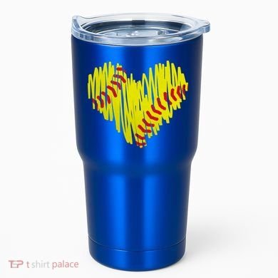 Distressed Softball Heart Tumbler