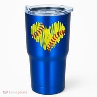 Distressed Softball Heart Tumbler thumb 0