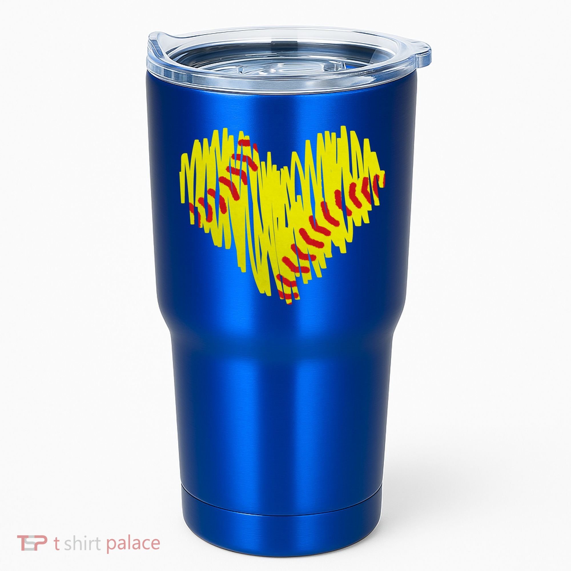 Distressed Softball Heart Tumbler