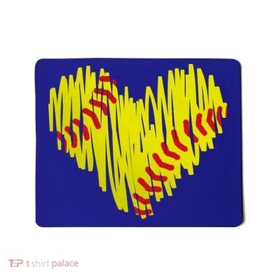 Distressed Softball Heart Mousepad