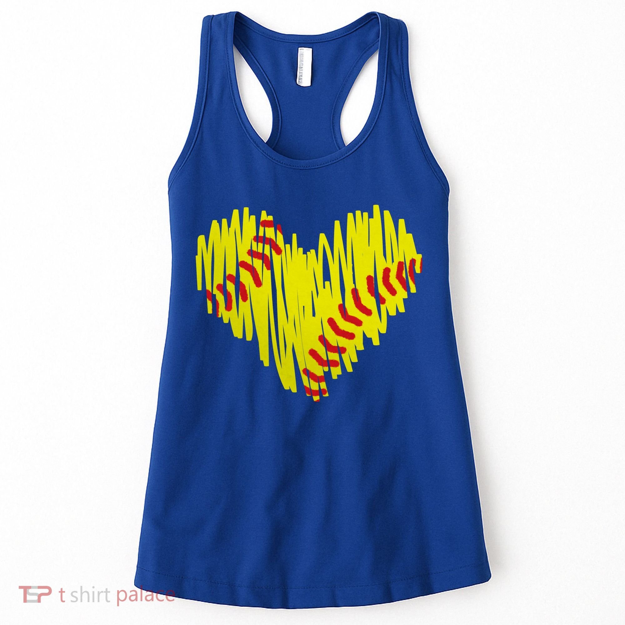 Distressed Softball Heart Women's Tank Top