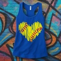 Distressed Softball Heart Women's Tank Top thumb 3