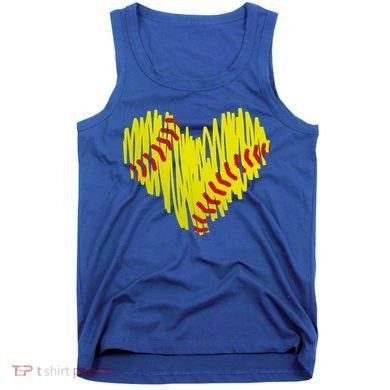 Distressed Softball Heart Tank Top