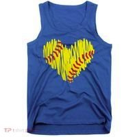 Distressed Softball Heart Tank Top thumb 0