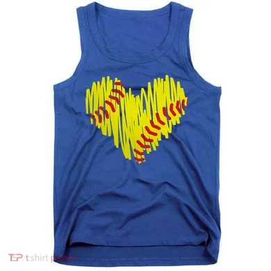 Distressed Softball Heart Tank Top