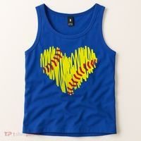 Distressed Softball Heart Tank Top thumb 2