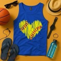 Distressed Softball Heart Tank Top thumb 4