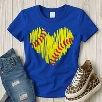 Distressed Softball Heart Women's T-Shirt thumb 3