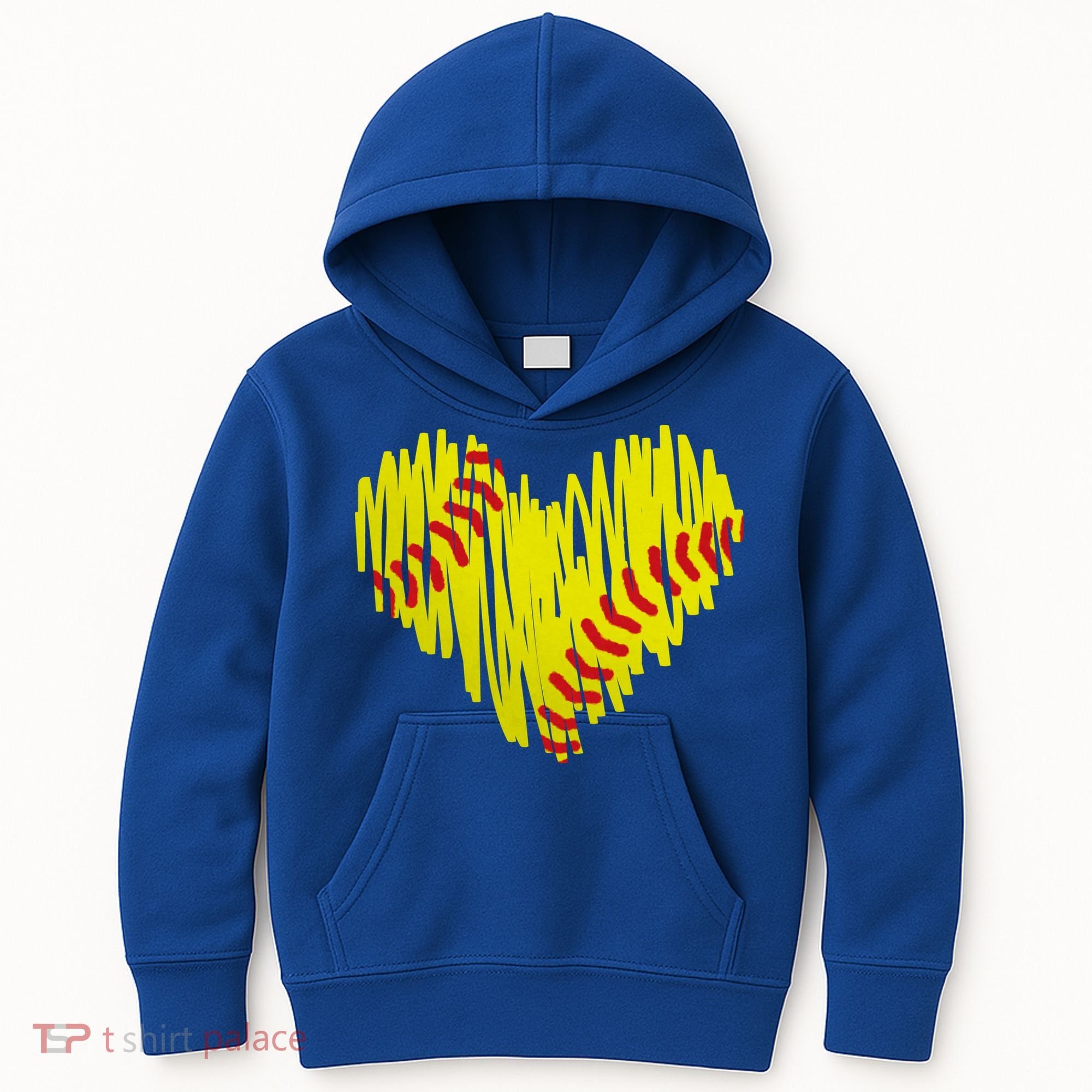 Distressed Softball Heart Kids Hoodie