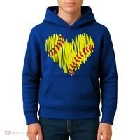 Distressed Softball Heart Kids Hoodie thumb 4