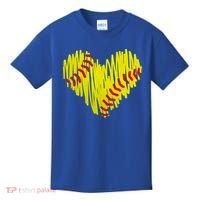Distressed Softball Heart Kids T-Shirt thumb 0