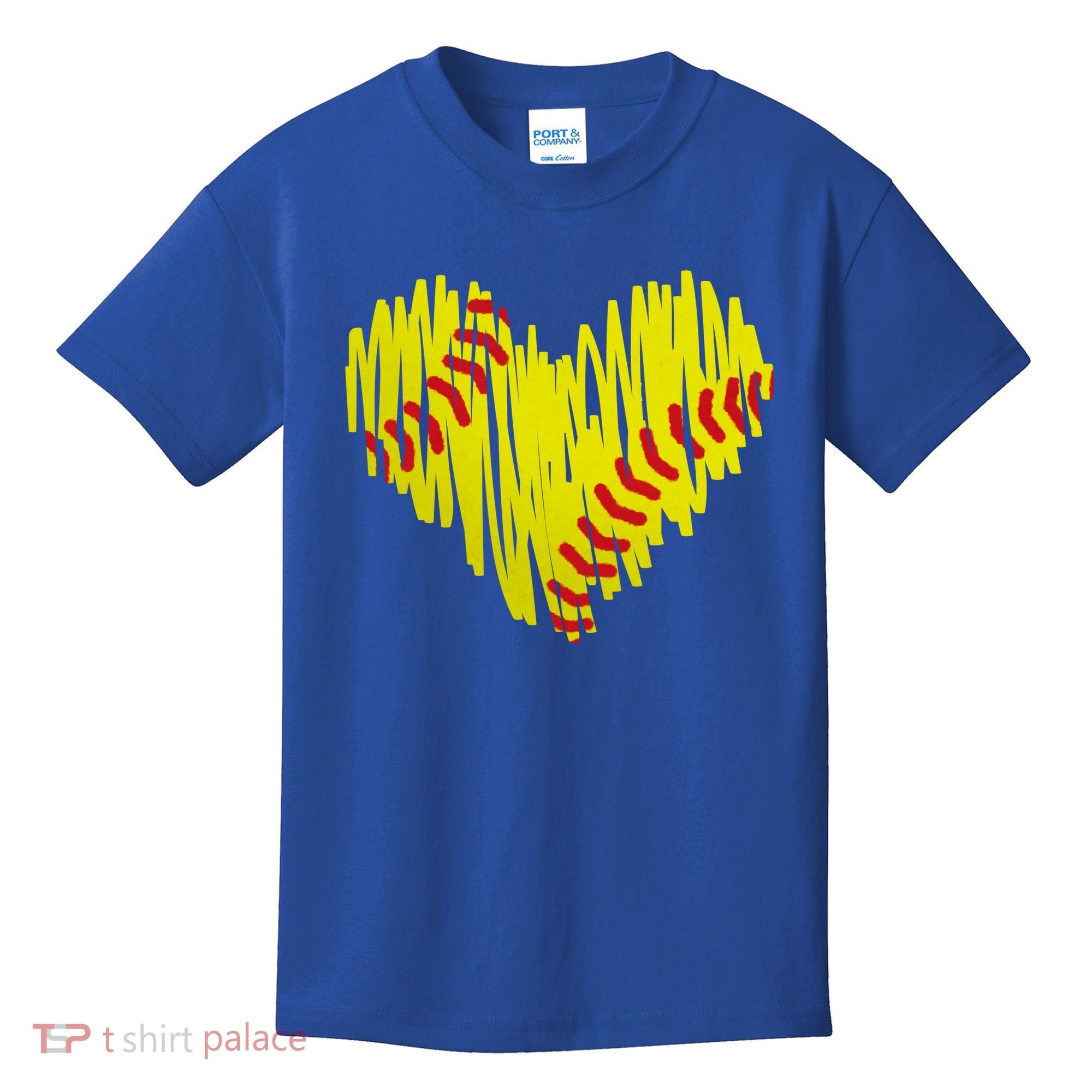 Distressed Softball Heart Kids T-Shirt