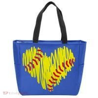 Distressed Softball Heart Tote Bag thumb 0