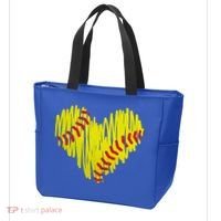 Distressed Softball Heart Tote Bag thumb 3