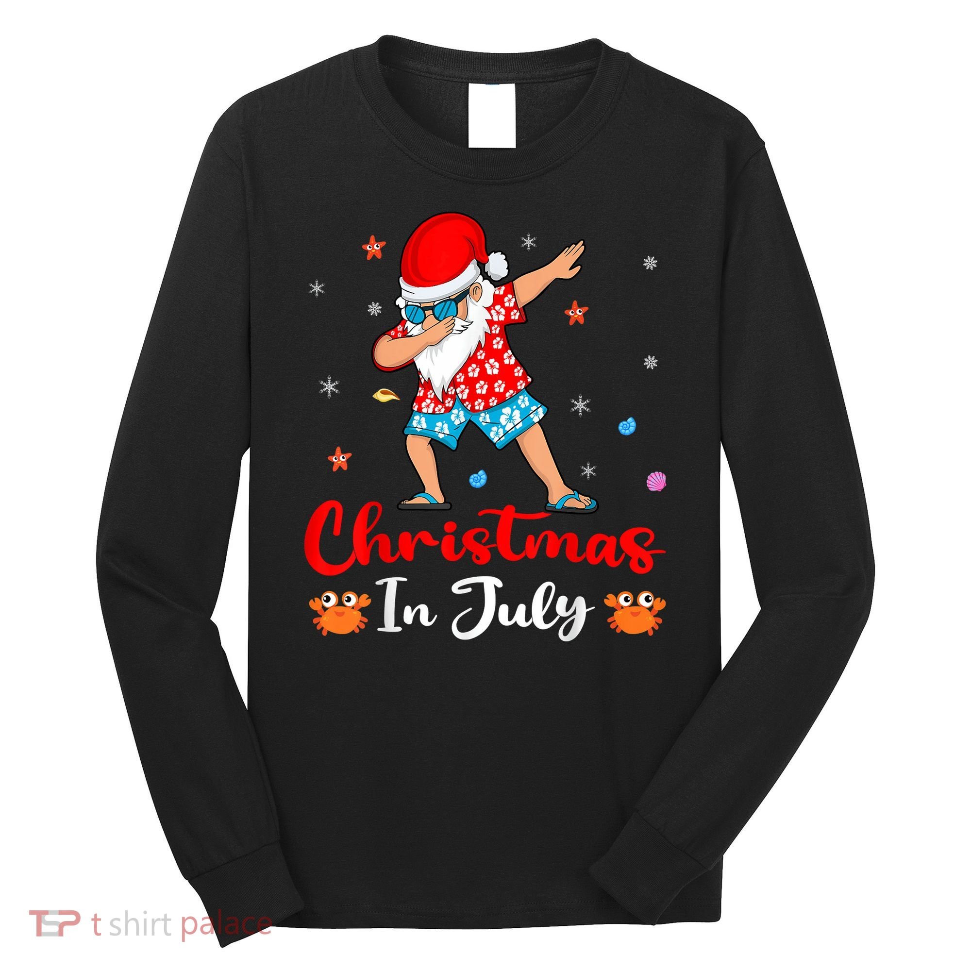 Dabbing Santa Hawaiian Xmas Summer Christmas In July Long Sleeve Shirt