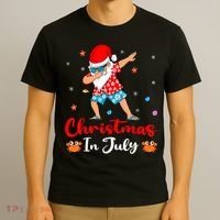 Dabbing Santa Hawaiian Xmas Summer Christmas In July T-Shirt thumb 3