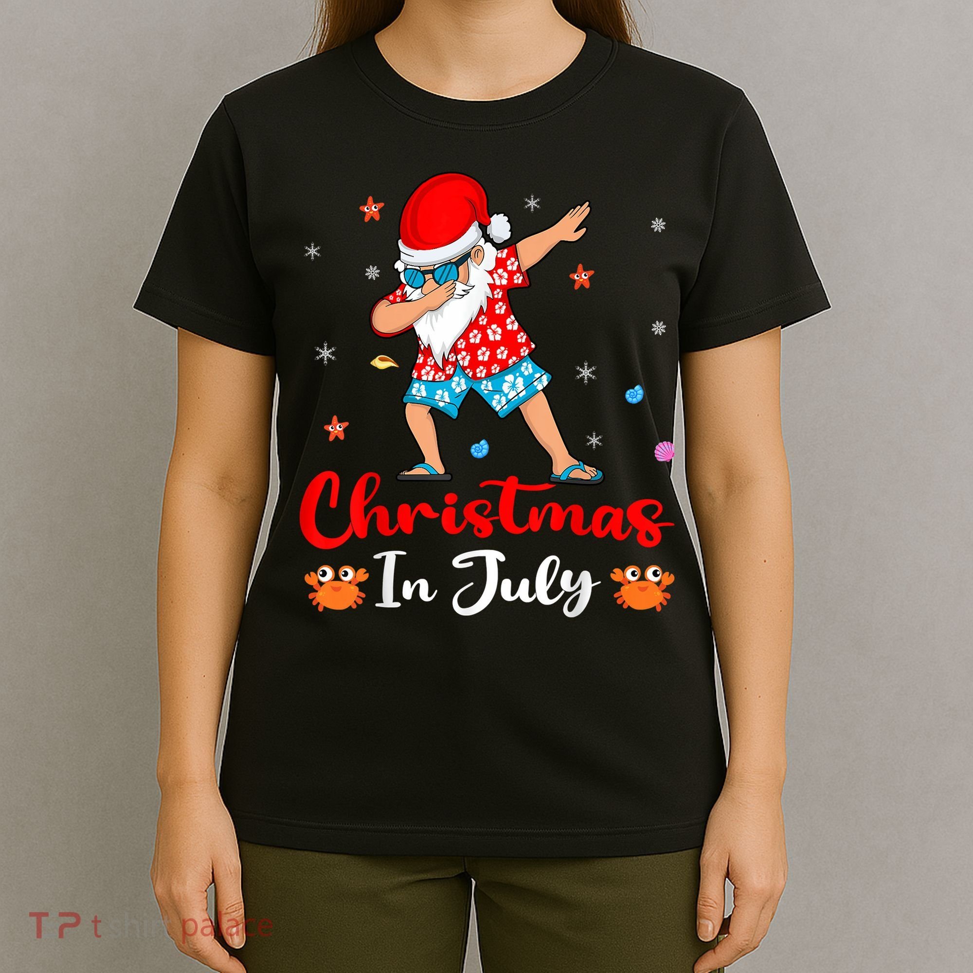 Dabbing Santa Hawaiian Xmas Summer Christmas In July T-Shirt