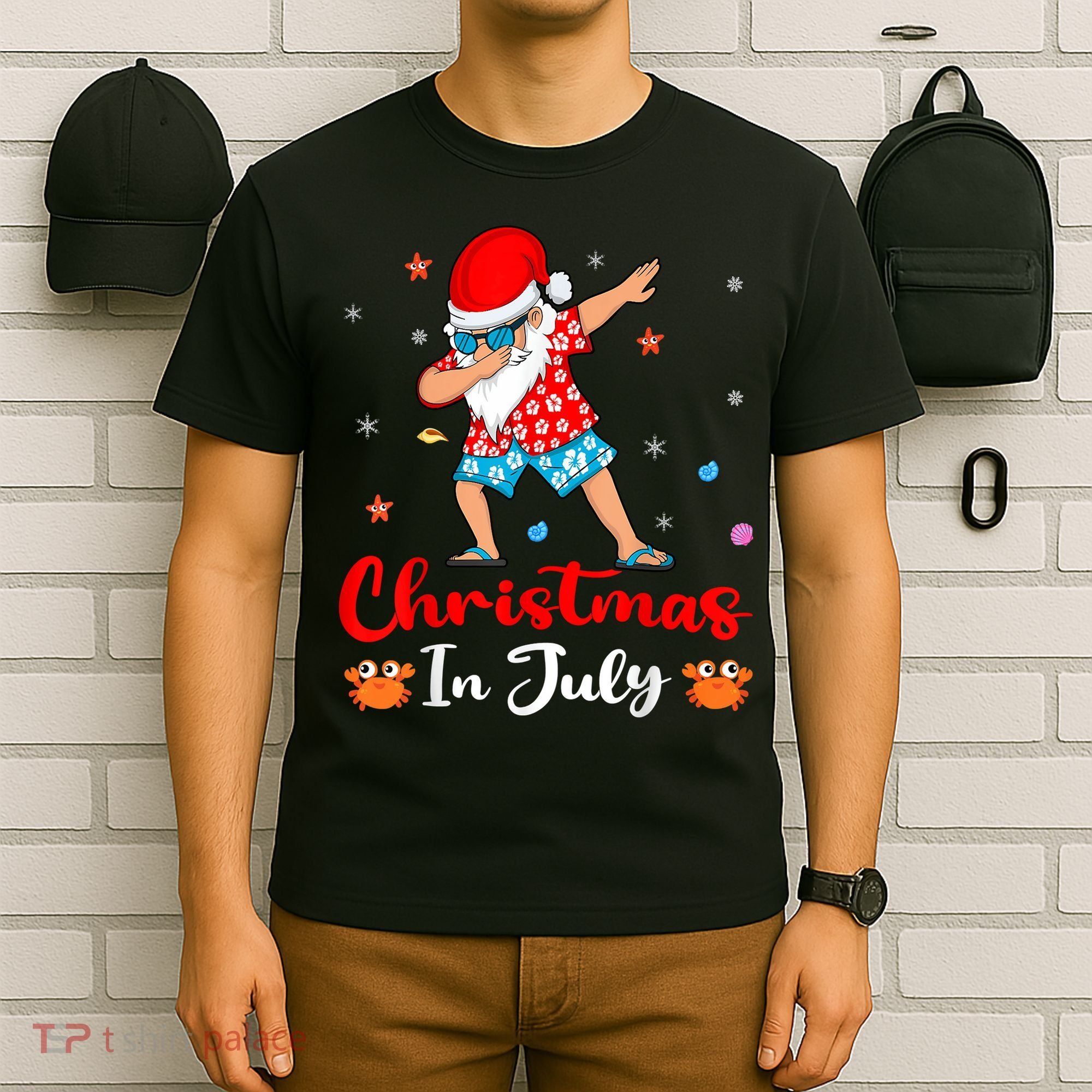 Dabbing Santa Hawaiian Xmas Summer Christmas In July T-Shirt