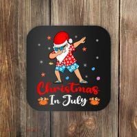 Dabbing Santa Hawaiian Xmas Summer Christmas In July Coaster thumb 0