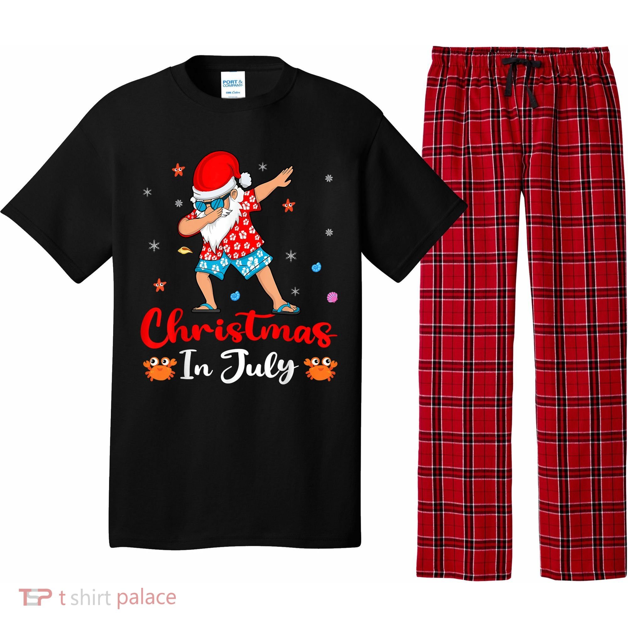 Dabbing Santa Hawaiian Xmas Summer Christmas In July Pajama Set