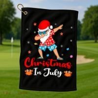Dabbing Santa Hawaiian Xmas Summer Christmas In July Golf Towel thumb 1